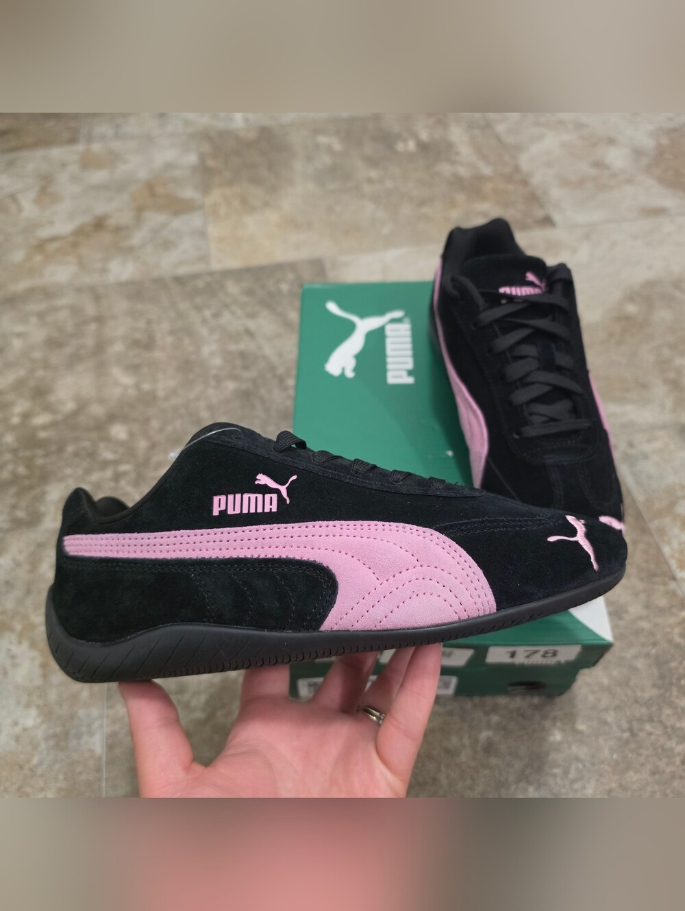 PUMA Speedcat OG Athletic Shoe - Black / Mauve Mist / Women's size 7.5